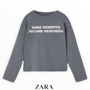 ZARA Kids | Gray | WASHED TEXT T-SHIRT
